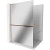 Mexen Kioto+ L, sprchová zástena Walk-In s poličkou a vešiakom 110 x 200 cm, 8mm sklo vzor zrkadlo, ružové zlato profil, 800-110-123-60-50