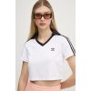 Tričko adidas Originals V-NECK POLO dámske, biela farba, JD2608 XS