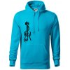 Husľový kľúč gitara - Mikina pánska Cape s kapucňou - M ( Svetlý tyrkys )