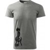 Husľový kľúč gitara - Klasické pánske tričko vyššej gramáže - M ( Tmavosivý melír )