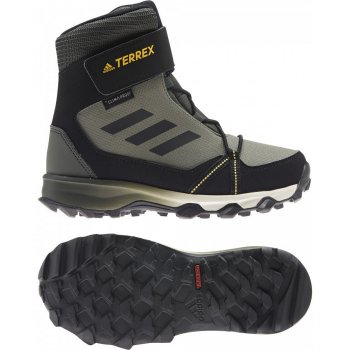 adidas detské zimné topánky Terrex Snow CF R.RDY K olivová / čierna / žltá