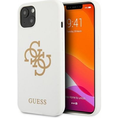 Púzdro Guess iPhone 13 mini Silicone 4G Logo biele