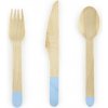 SDR1-001J Party Deco Jednorázové príbory prírodné drevo 16cm Modrá