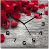 Sklenené nástenné hodiny štvorec Červené ruže 30x30 cm