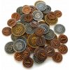 TLAMA games Sada univerzálních kovových mincí (50 ks) (metal coins set, 25x 1, 15x 5 a 10x 20)
