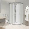 Mereo CK35122KMW Sprchový box, štvrťkruh, 90cm, satin ALU, sklo Point, zadne steny biele, liatá vanička, bez striešky