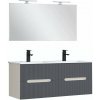 Trent Kúpeľňový nábytok 120 cm keramické umývadlo so zrkadlom 60x120 cm bielo-antracitovo sivé