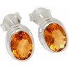 Nefertitis Citrín brúsený náušnice kôstky striebro Ag 925 E926 NF58728 - 0,5 cm, 1,9 g