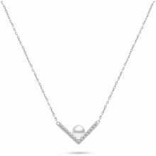 Brilio Silver Elegantný strieborný náhrdelník s pravou perlou NCL56W