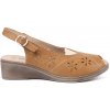 Shelvt Caramel openwork wedge sandals hnedá | kaki 40 Shelvt 0000296887002
