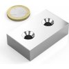 Neodymový magnet kváder 50 × 30 × 13 mm, 2 otvory M6, sila 41 kg