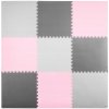 Ricokids Penové puzzle na zem 180x180cm 9 ks sivá ružová