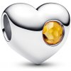 PANDORA gravírovateľná korálka Srdce s medovým krištáľom 794161C11