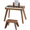 Drevené piano pre deti, 37 klávesov, nastaviteľná hlasitosť, so stoličkou