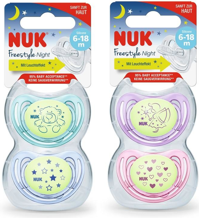 Nuk cumlík Freestyle Night silikón 2 ks box modrá od 7,56 € - Heureka.sk