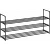 3-úrovňový stojan na topánky, botník, pre 15-18 párov, 30 x 116 x 55 cm, čierny