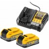 DeWalt DCB1104 nabíjačka Slim XR Li-Ion 10,8V-18V + 2x aku 3,5Ah Powerstack DCB1104S2