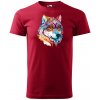 Sablio Tričko s potlačou Wolf paint 2 - červené 5XL