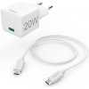 Hama Sieťová nabíjačka APPLE WORLD mini 20W + Lightning typ-C kábel, biela (201675)