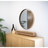 Valovič Woodworking Okrúhle zrkadlo Čierne v dubovom ráme Odtieň: Dub Natural, Priemer: 150, LED: Teplá biela