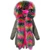 Fashionweek Zimní Exkluzívna bundička parka s kožušinkou RAINBOW F216 Farba: Multicolor, Veľkosť: M