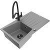 Mexen Cesar, 1-komorový granitový drez 775x470x190 mm a drezová batéria Duo, šedá, 6514-71-671701-70-B