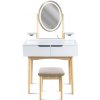 Toaletný stolík s taburetom a oválnym zrkadlom LED 39x50cm, 140x80x40cm 41261 CM-920439