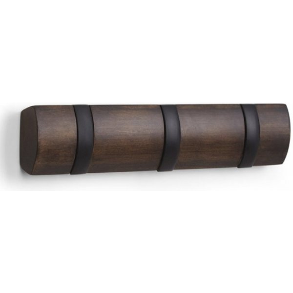 Dřevěný věšák na zeď Umbra Flip 3 s kovovými háčky tmavě hnědý Typ: 3 háčky  od 28,65 € - Heureka.sk