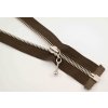 Kovový zips č.5 s niklovými zubami - viac dĺžok 50 cm svetlý nikel deliteľný tmavo hnedá