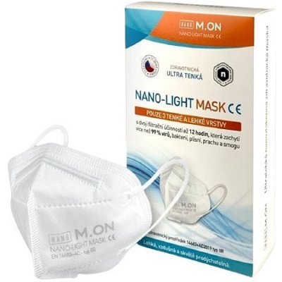 nano M.ON nano LIGHT MASK nano rúško v tvare respirátora biele 10 ks