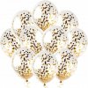 Balónové dekorácie Balóny Priehľadné Transparentné s Konfetami Zlaté 10ks