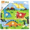 Viga puzzle s úchytmi Dino multicolor