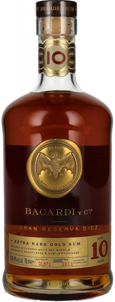 Bacardi Gran Reserva Diez Extra Rare Gold Rum 10y 40% 0,7 l (čistá fľaša)