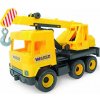 Wader Auto middle Truck jeřáb plast 40 cm žlutý v krabici