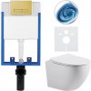 CERANO - Kompletný podomietkový WC set Lite/Cesso - biela matná - WC tlačidlo Slim, zlatá - na zamurovanie - 49x36 cm