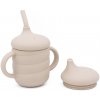 Malý Ježko Silikónový pohárik 3v1 – s náustkom a slamkou – Pastel Beige