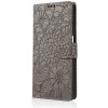 Peňaženkové puzdro Embossing Pattern Slnečnica sivé – Samsung Galaxy A12 / M12