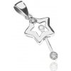 Šperky eshop - Strieborný prívesok 925 - hviezda s pohyblivou čarovnou paličkou so zirkónom S46.24