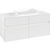 VILLEROY & BOCH Collaro závesná skrinka pod umývadlo na dosku (umývadlo v strede), 4 zásuvky, s LED osvetlením, 1200 x 500 x 548 mm, White Matt, C112B0MS