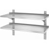 Dvojitá nástenná polica, nastaviteľná, s 2 konzolami, HENDI, 1000x400x(H)600mm