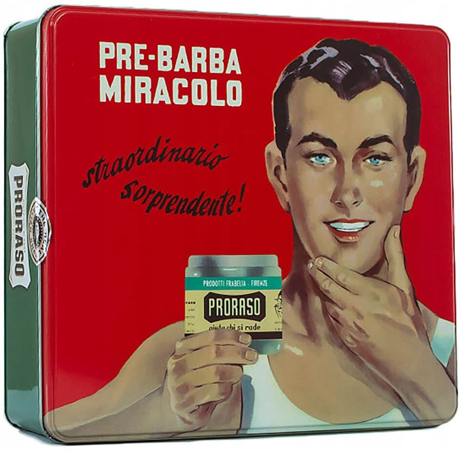 Proraso Green Vintage Selection Gino krém na holenie 150 ml + krém pred holením 100 ml + balzam po holení s vôňou mentolu a eukalyptu 100 ml darčeková sada