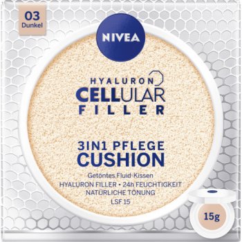 Nivea Hyaluron Cellular Filler 3v1 pečující tónovací krém make-up v houbičce 03 Tmavý 15 g