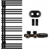 CERANO - Kúpeľňový radiátorový set Burke - ústredné vykurovanie - asymetrické pripojenie 50 mm - 562W - čierna matná - 1200x500 mm CER-663307