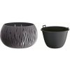 PlasticFuture Okrúhly kvetináč s vkladom- Sandy tmavosivý, 23,8 cm