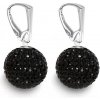 Náušnice Swarovski elements Discoball 16 mm čierne JET