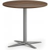 Konferenčný stolík AURA, priemer 80 cm, sivostrieborná podnož, orech