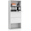 PLAN Vysoký kancelársky policový regál LAYERS, 3 boxy, 800 x 400 x 1905, biela