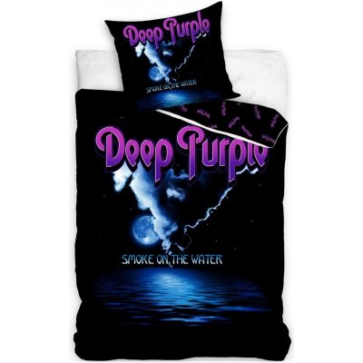 Carbotex · Bavlnené posteľné obliečky Deep Purple - motív Smoke on the Water - 100% bavlna Renforcé - 70 x 90 cm + 140 x 200 cm