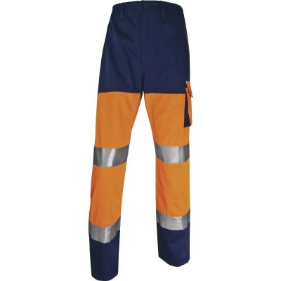 Delta plus Reflexné pracovné nohavice PHPA2 Fluorescenčno oranžová Námornícka modrá