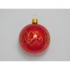 ORNEX Vianočná ozdoba sklenená guľa červená so srdiečkom pr. 8 cm